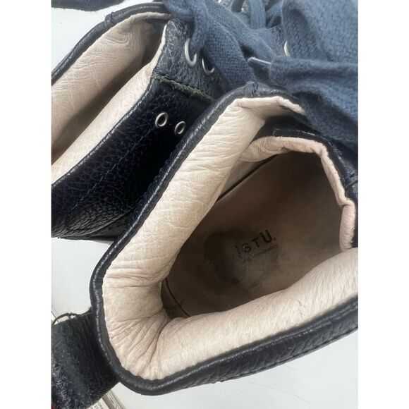 Bed Stu Brentwood Mens 8.5 M EU 41.5 Navy Blue Leather Hi-Top Sneakers